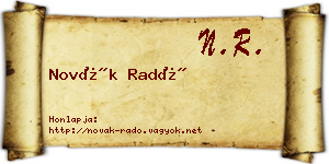 Novák Radó névjegykártya